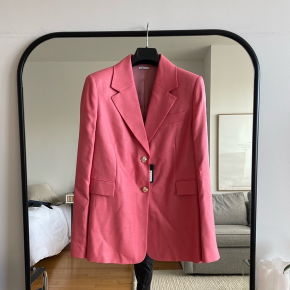 ST. JOHN  Italy Silk And Wool Blend Notch Collar Jacket With Pockets and PANTS - Picture 6 of 13